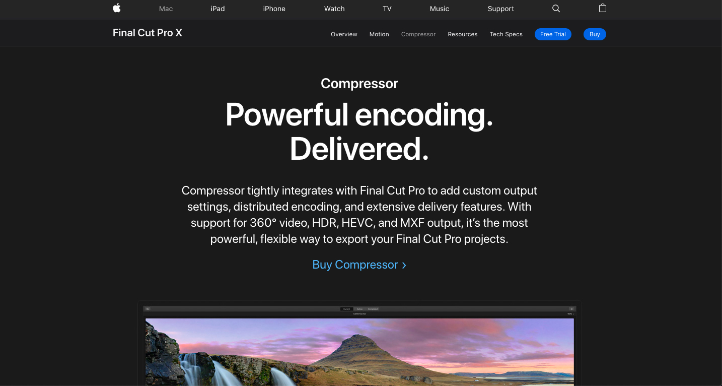 برنامج ضغط الفيديو Final Cut Pro X