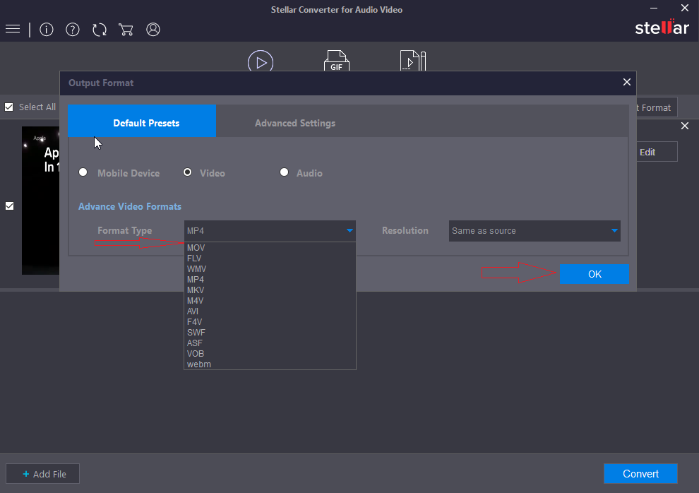 Stellar Converter for Audio Video